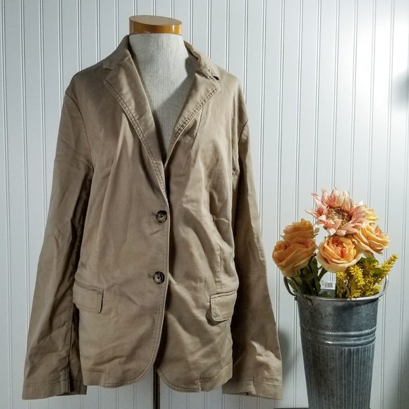 | talbots | tan cotton twill blazer - Picture 1 of 5